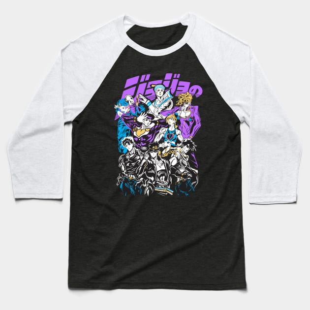 JJBA Anime Fanart Baseball T-Shirt by Planet of Tees